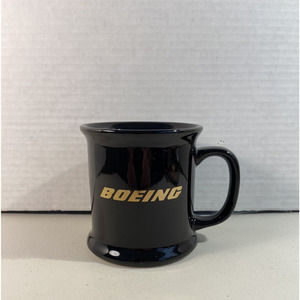 Vintage Boeing 12 oz. Mug Black Glass Coffee Cup USA Aviation Flight Airline